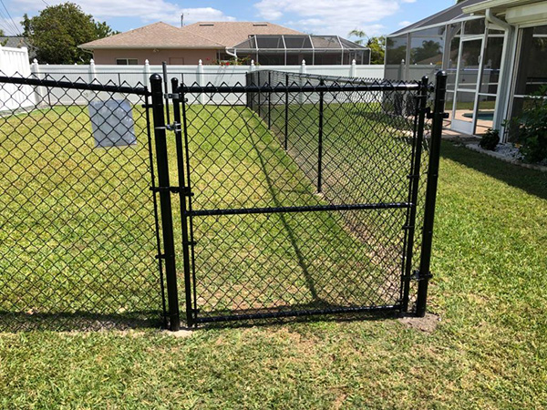 Black chain link gate